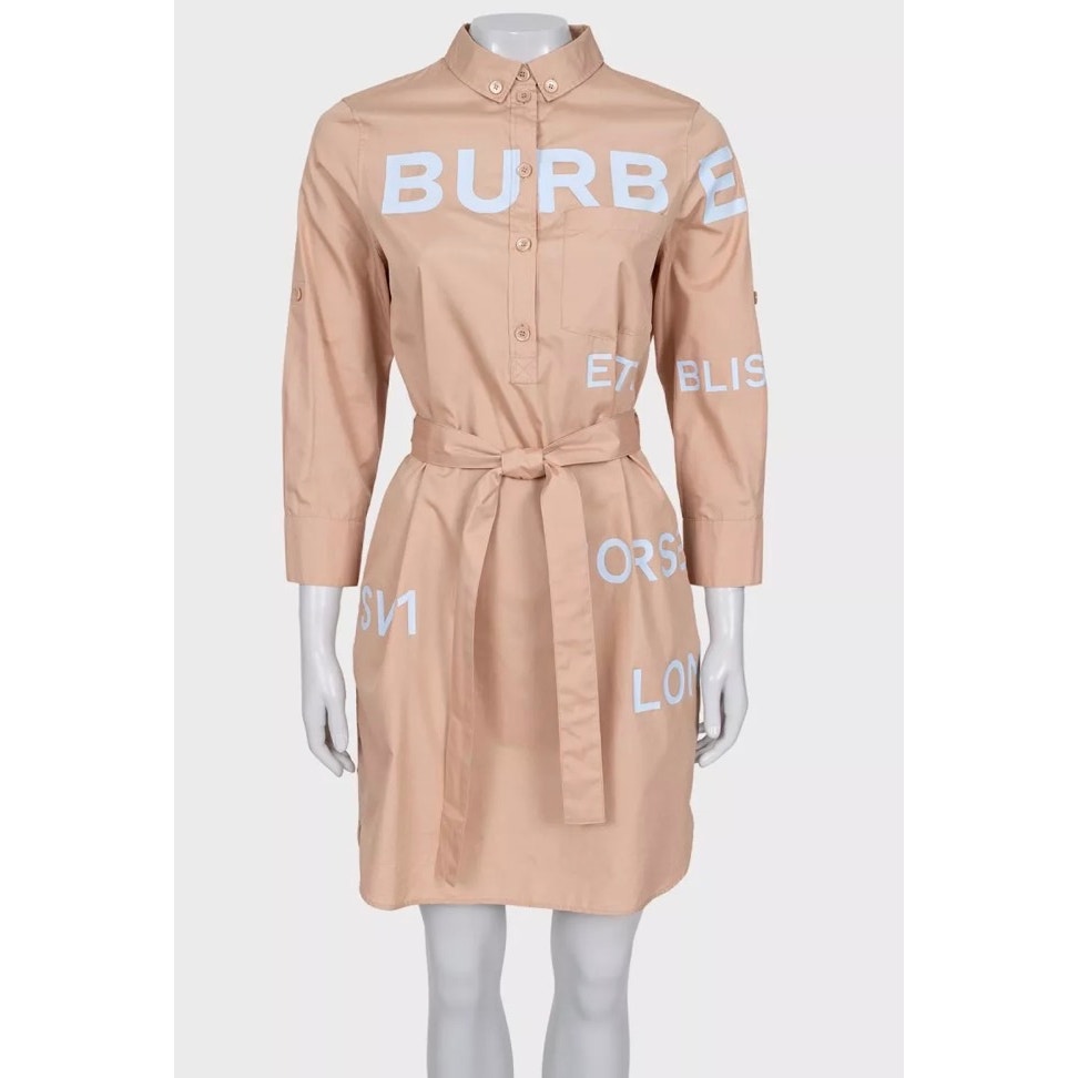 Burberry Brown Cotton Shirt Dress - UK 8 / S Pre-owned