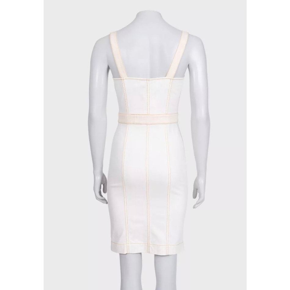Chanel White Denim Sundress with Gold Buttons Sz.34 Pre-owned
