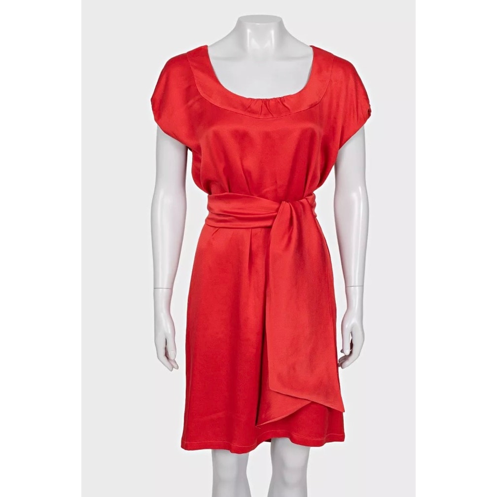 Saint Laurent Red Silk Dress - Size M pre-owned