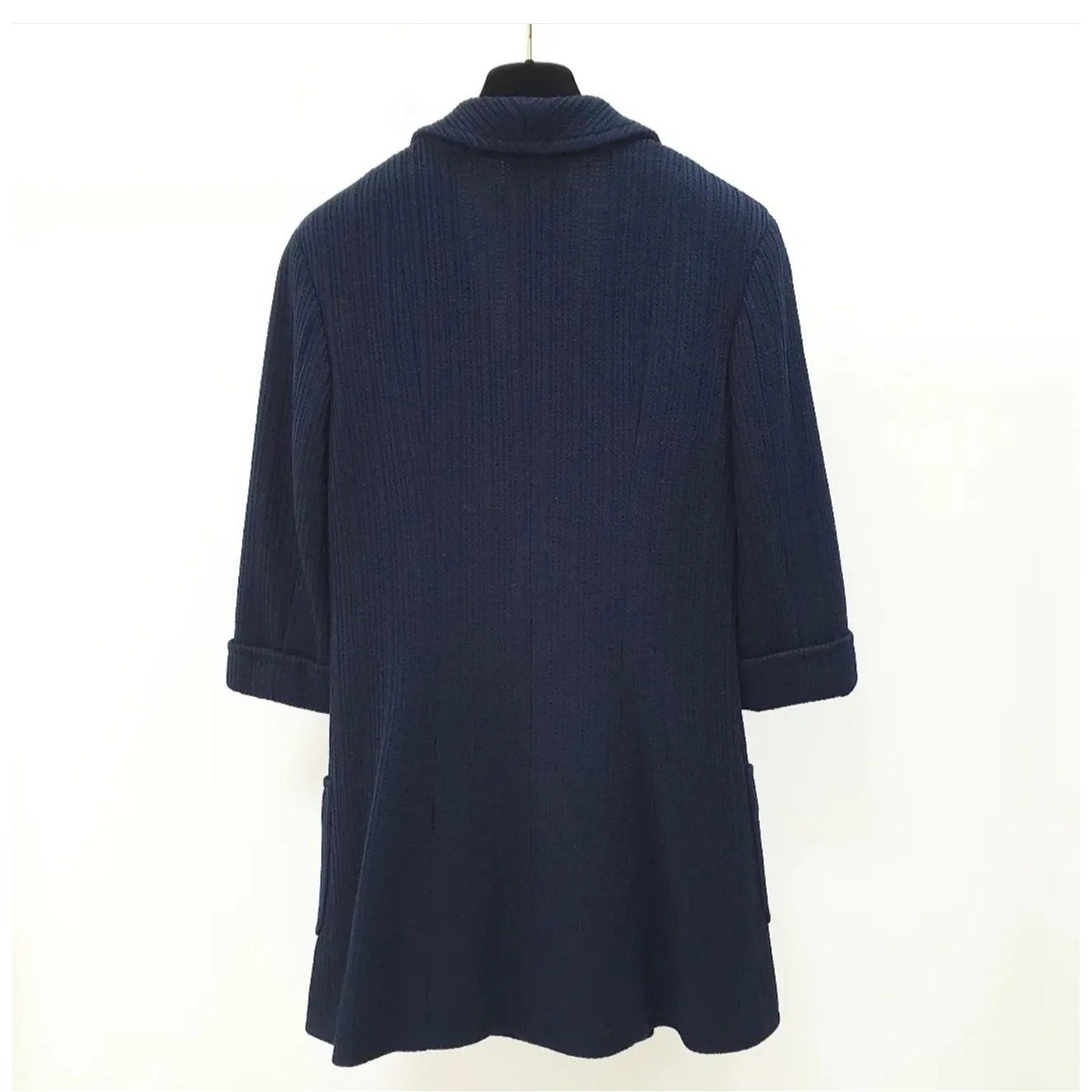 CHANEL Double Breasted Sweater Blazer Navy Blue Jacket Blazer Sz.38 Pre-owned