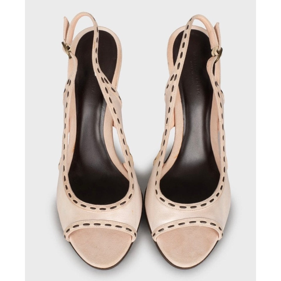 Bottega Veneta Beige Woven Stiletto Heel Sandals, Size 40 Pre-owned