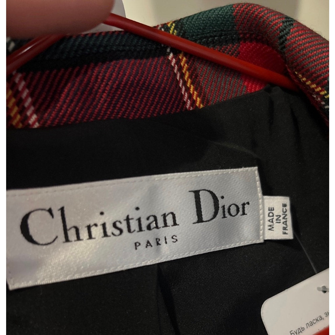 Christian Dior 2019 Tartan Fitted Wool Jacket Sz 40 pre-owned