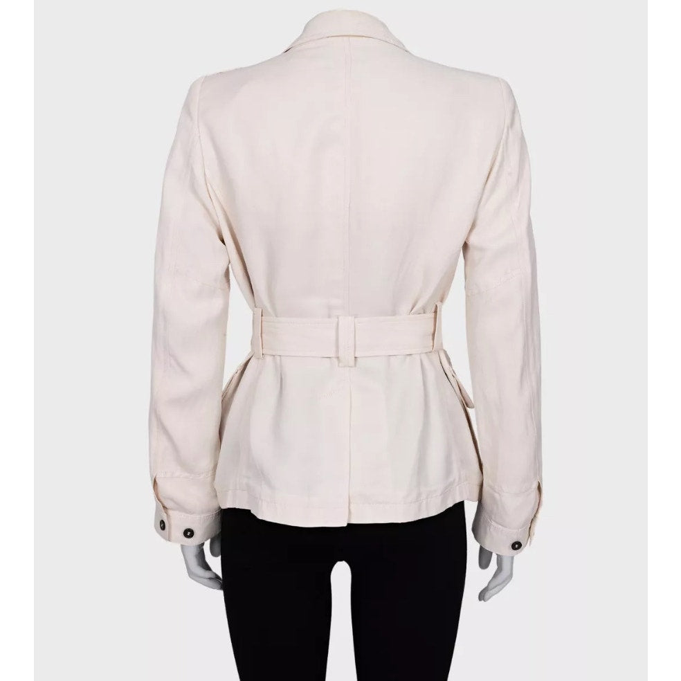 Tom Ford White Single-Breasted Jacket with Belt – Size FR40 / L Pre-owned
