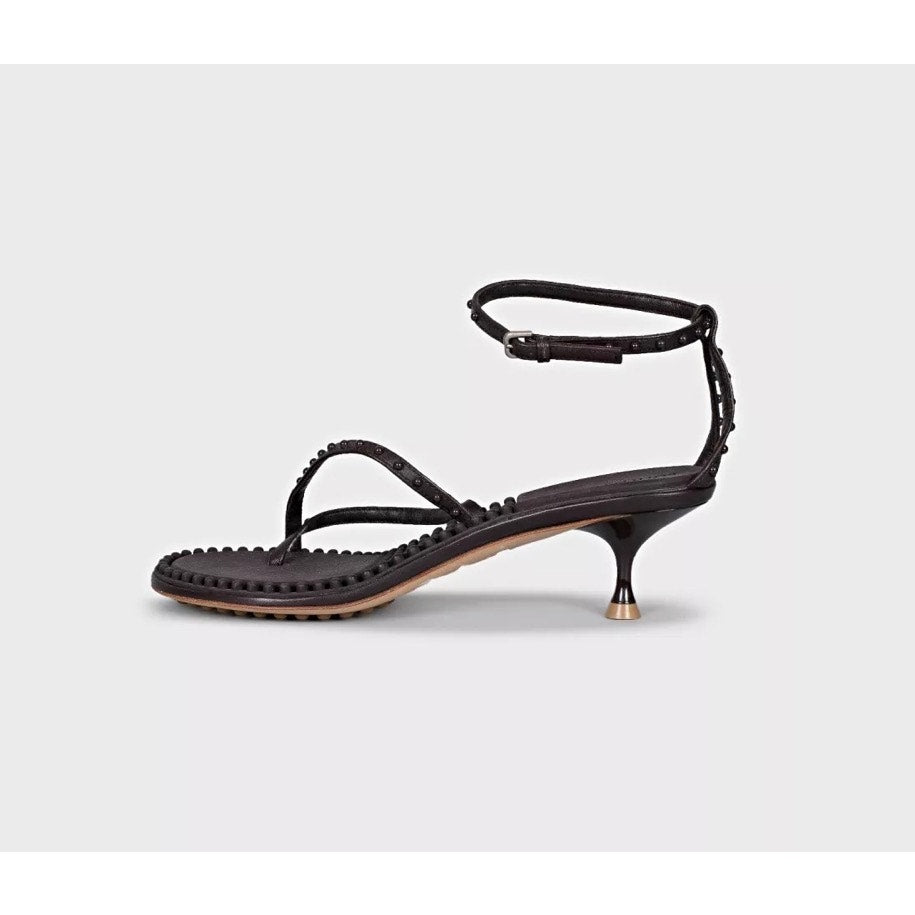 Bottega Veneta Brown Leather Kitten Heel Strappy Sandals 37.5 Pre-owned
