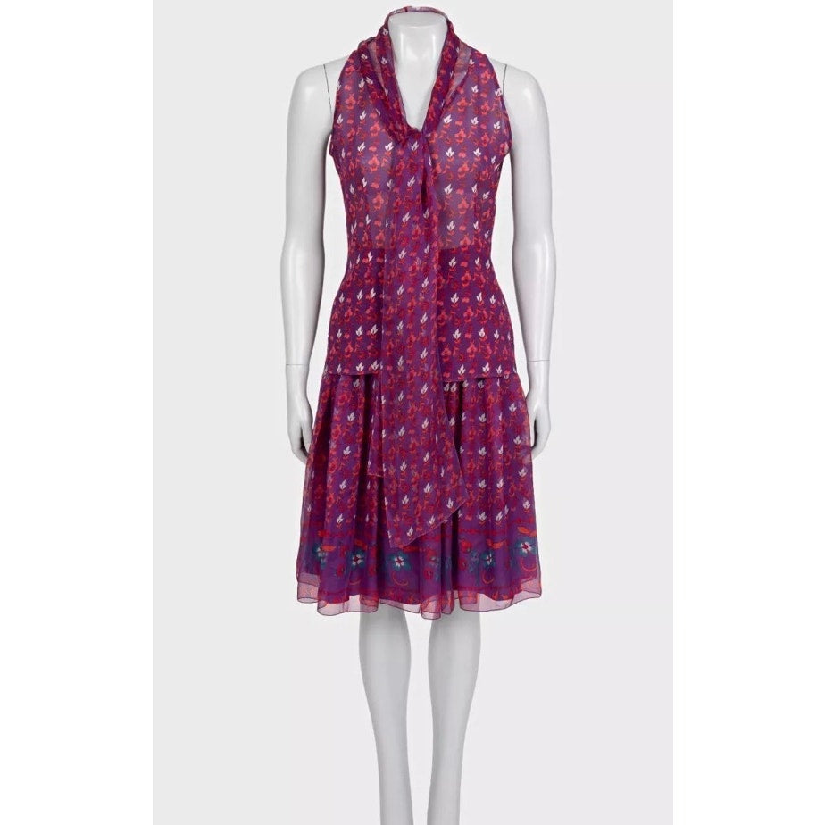 Christian Dior Elegant Purple Silk Suit - Size L Pre-owned