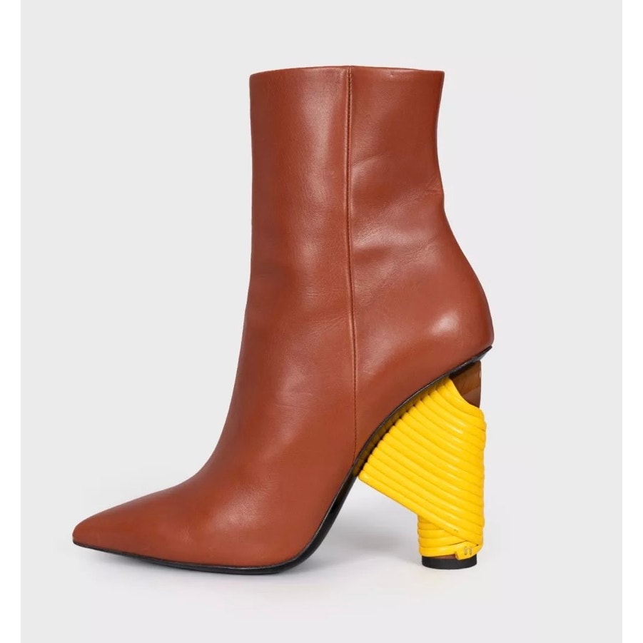 Balenciaga Brown Leather Pointed Toe Ankle Boots Size 39 Pre-owned