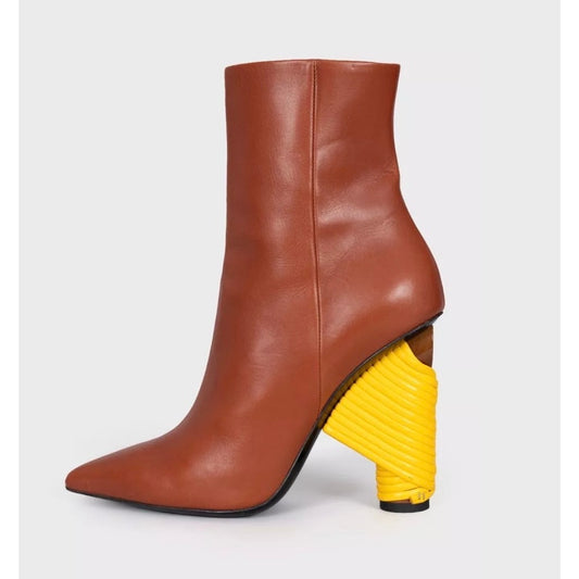 Balenciaga Brown Leather Pointed Toe Ankle Boots Size 39 Pre-owned