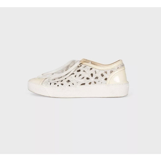 Chanel White Perforated Logo Low-Top Sneakers Sz. 35.5 pre-owned