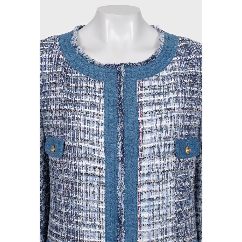 Pierre Balmain Hook-Front Cardigan - Blue, Size 40/L Pre-owned