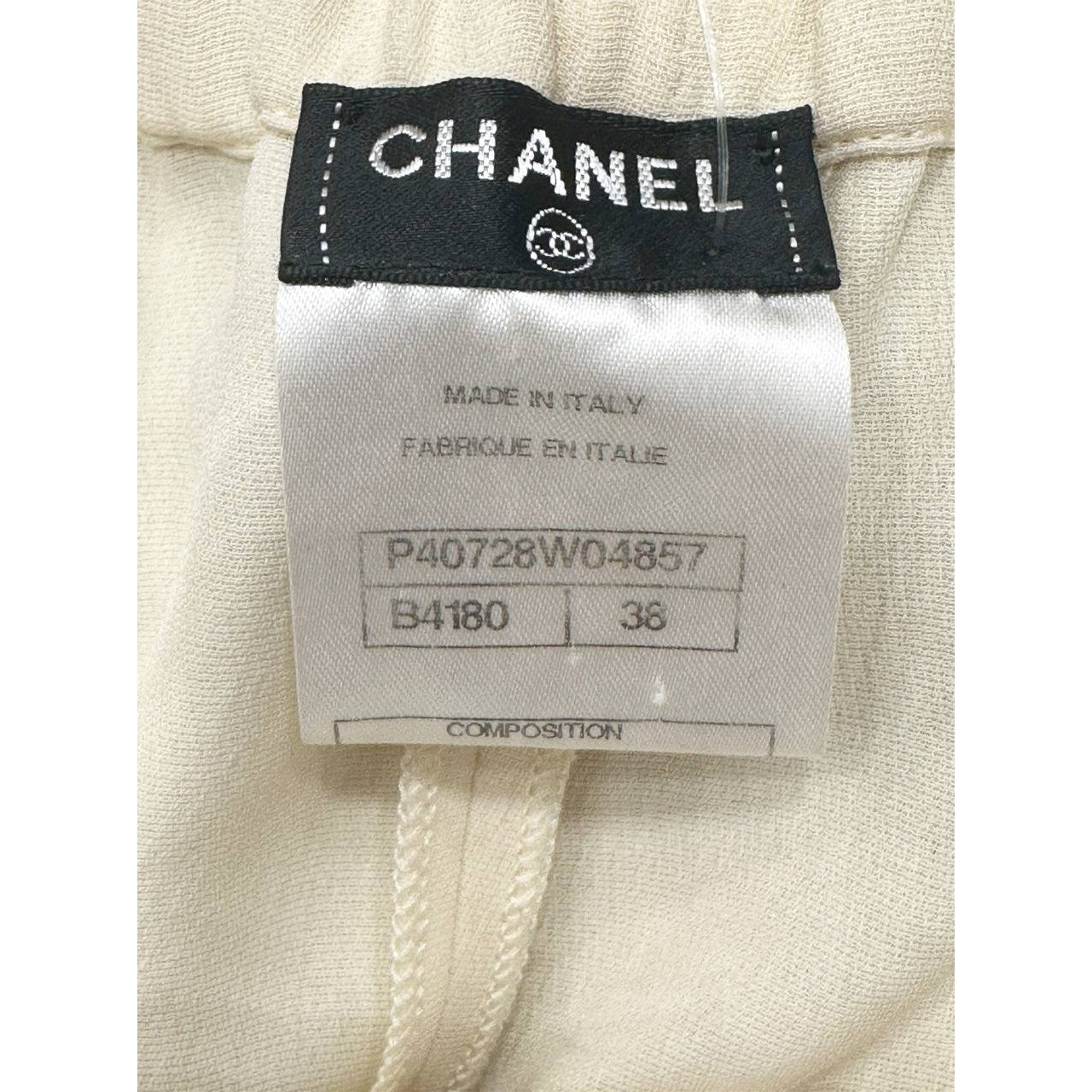 CHANEL Cream & Black Signature Playsuit Mini Jumpsuit Sz.38 pre-owned