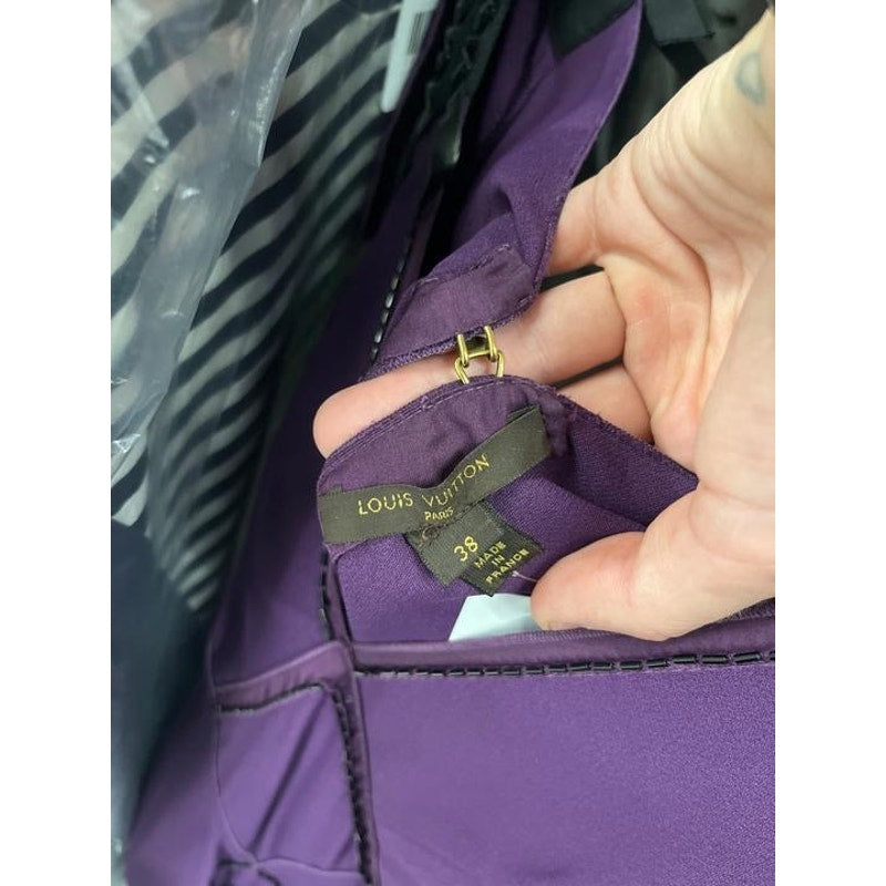 Louis Vuitton Purple Asymmetrical Draped Dress - Size M Pre-owned