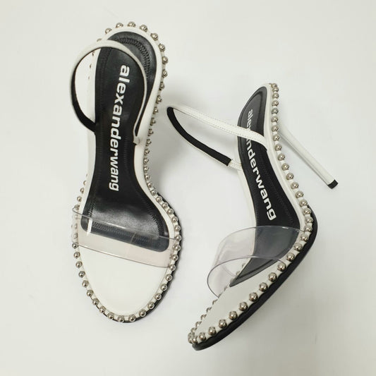 NWOB Alexander Wang White Leather and PVC Nova Slingback Sandals Pre-owned