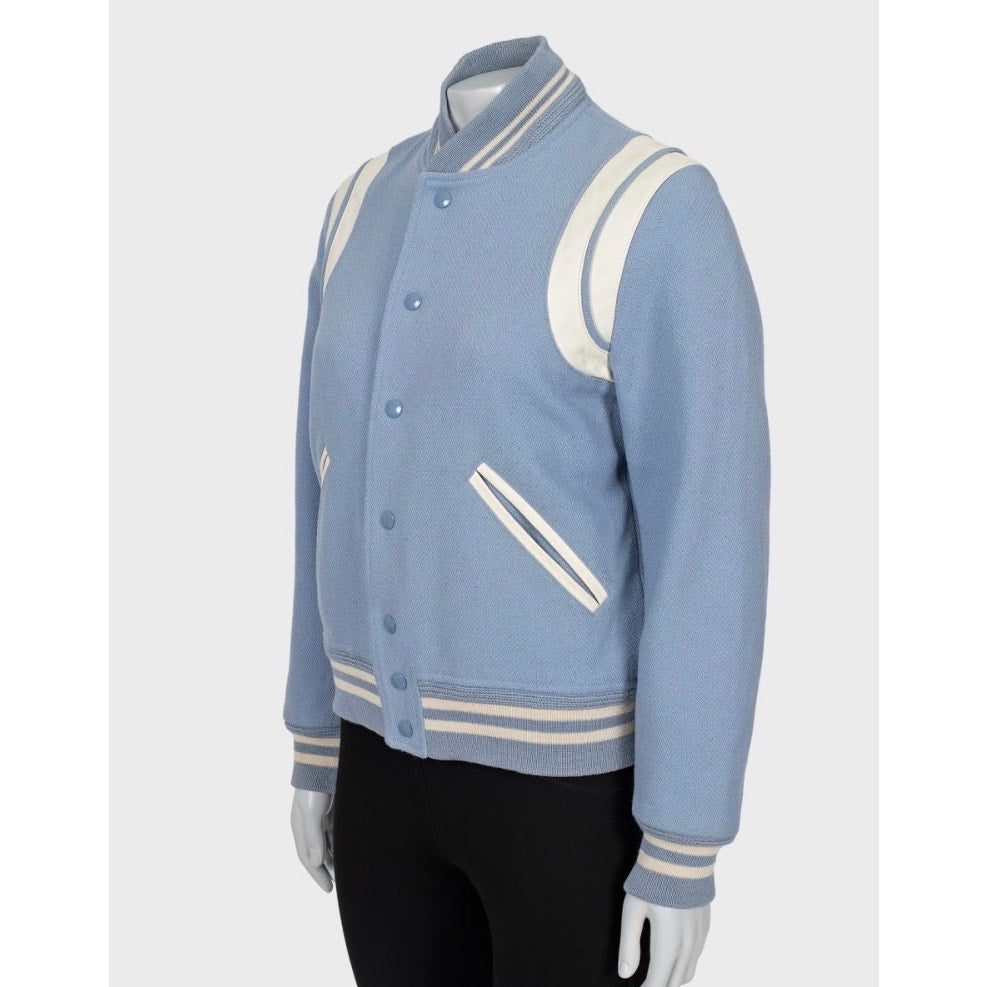 Saint Laurent Light Blue Wool Bomber Jacket FR40 / L Pre-owned