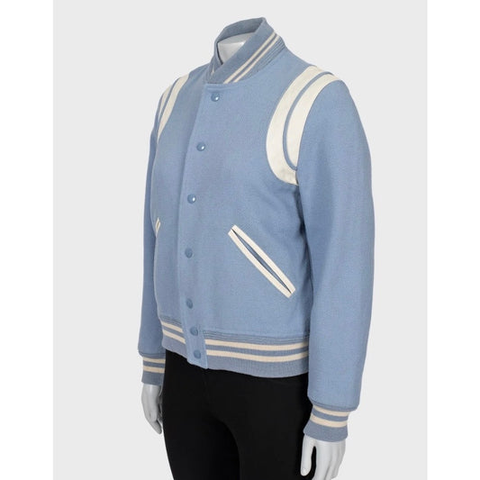 Saint Laurent Light Blue Wool Bomber Jacket FR40 / L Pre-owned