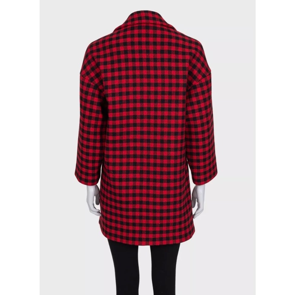 Red Valentino Checked Double-Breasted Wool Blend Coat Sz.38 Pre-owned