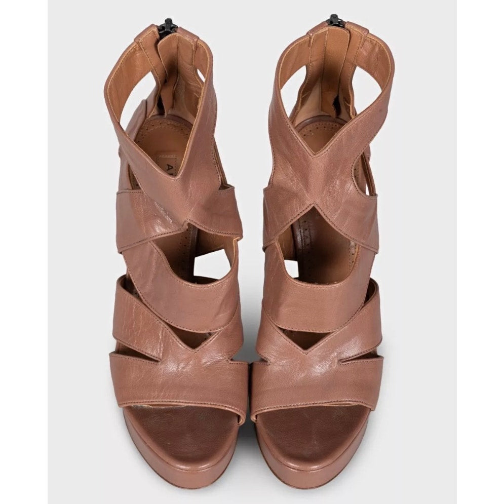 Alaïa Brown Leather Zip-Up Stiletto Sandals - EU 37.5 Pre-owned