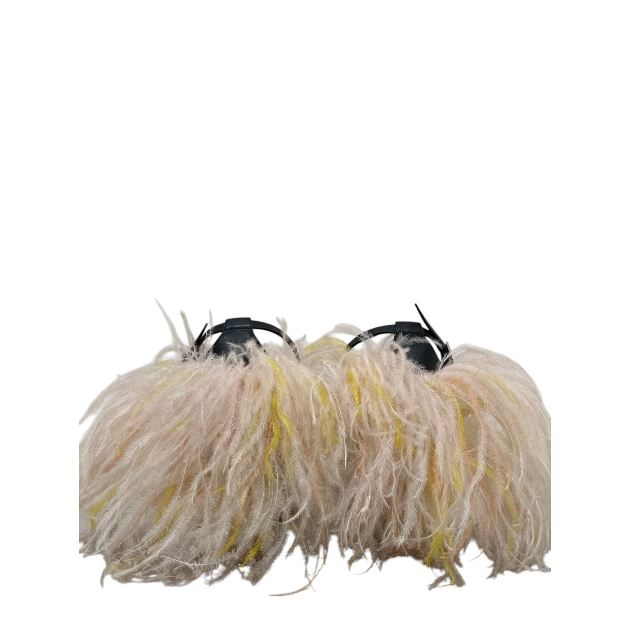 Emilio Pucci Feathered Strap High Block Heel Sandals sz. 39 Pre-owned