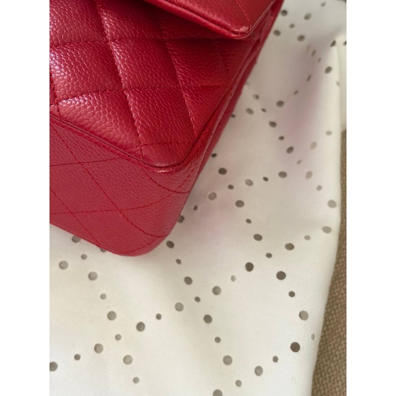 Chanel Timeless Medium 25 Red Grained Caviar Leather Flap Bag Pre-owned