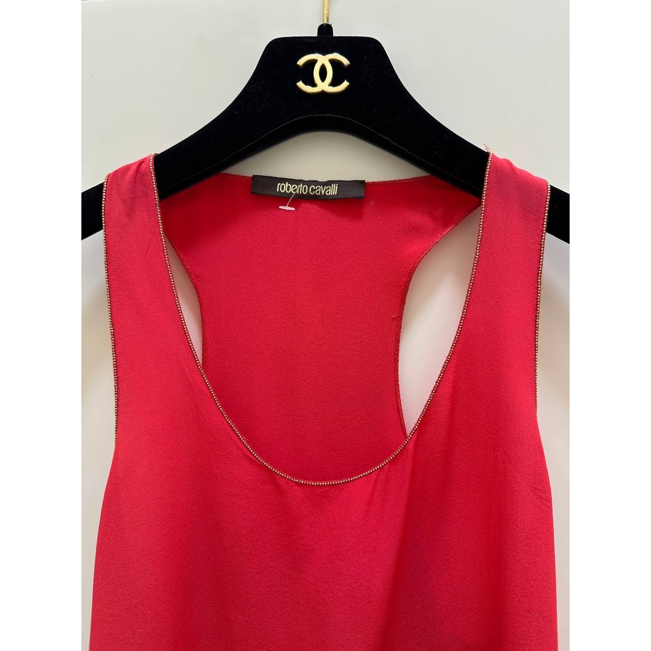 Roberto Cavalli Red Silk Sleeveless Dress, Size 40 pre-owned