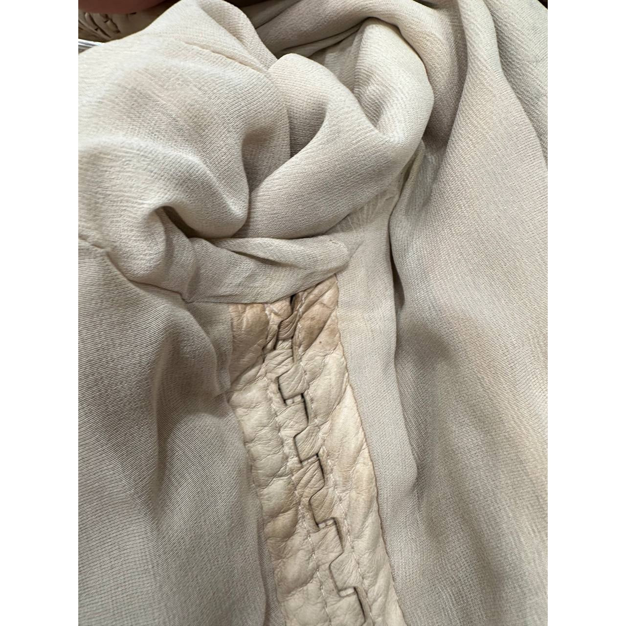 Roberto Cavalli Ivory Leather Cropped Jacket IT 40 Pre-owned