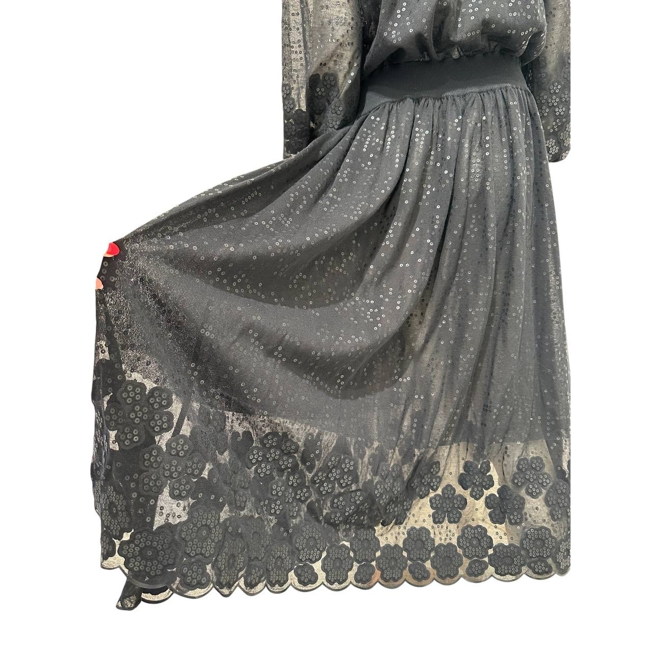 Chanel Fall 2018 Lace & Silk Blend Sheer Midi Dress Sz.46 Pre-owned