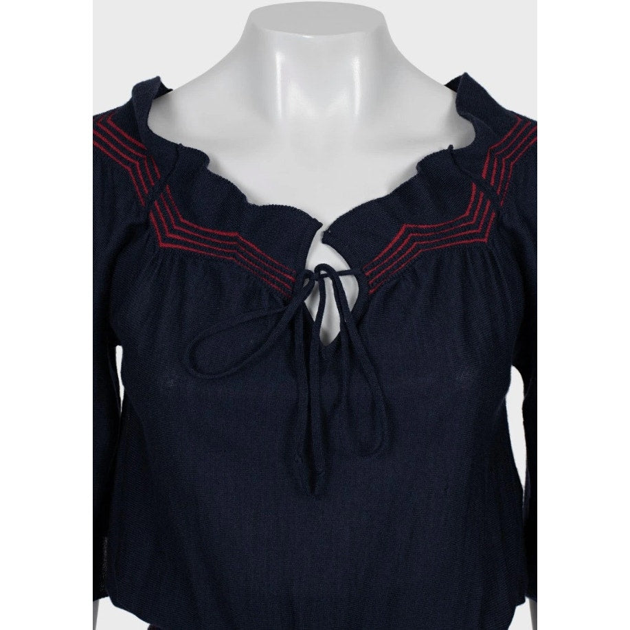 Christian Dior Blue Striped Cashmere-Silk Blouse - IT40/S pre-owned