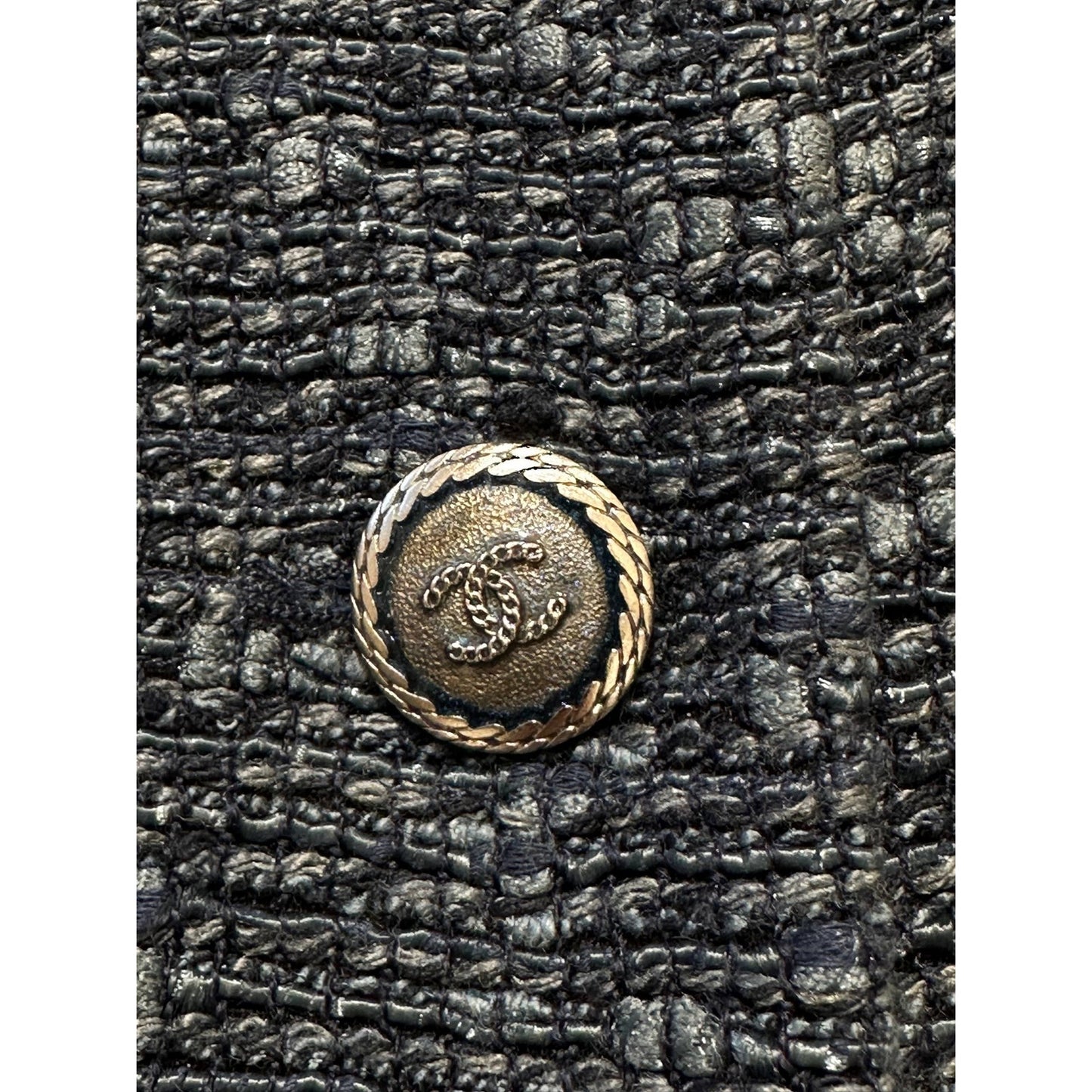 Chanel Spring 2012 Blue Tweed & Denim Belted Jacket FR 38 Pre-owned