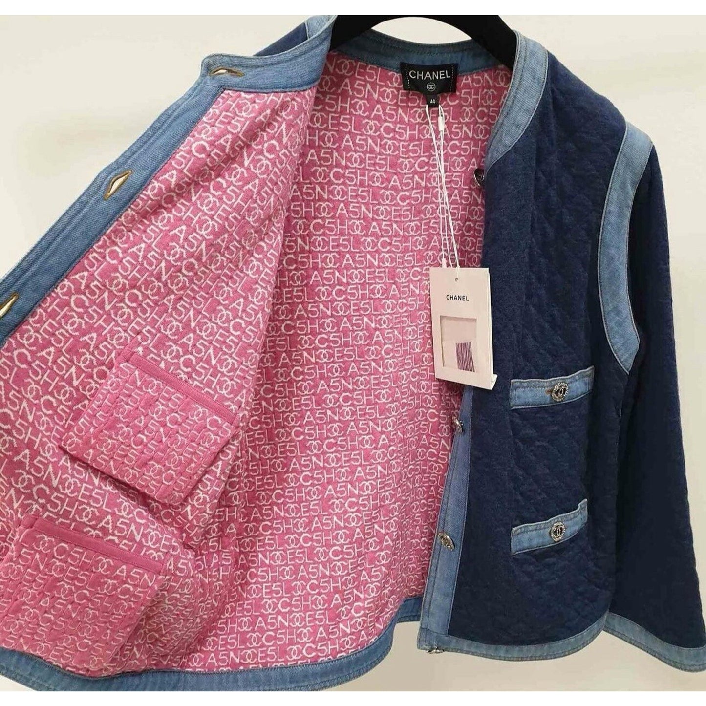 NWT CHANEL 20P Denim Jacket Sz.40 Pre-owned