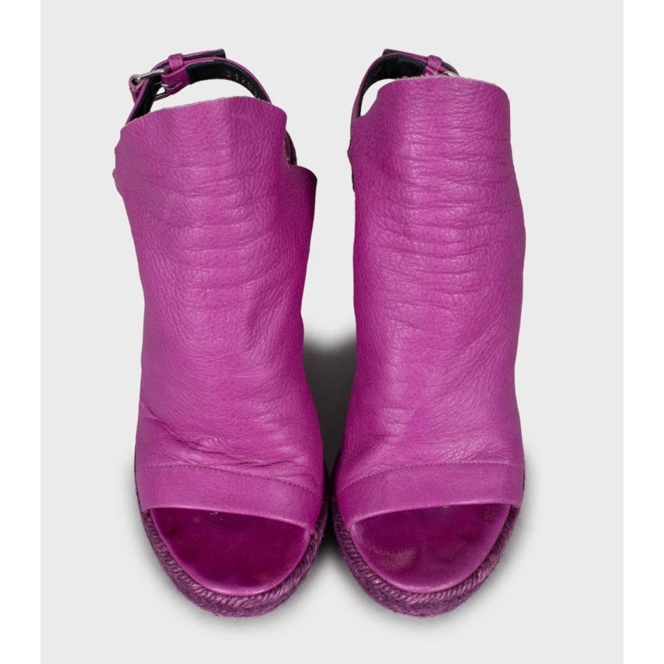 Stunning Balenciaga Purple Leather Wedge Sandals - Size 36 Pre-owned