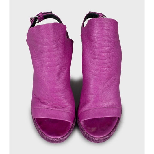 Stunning Balenciaga Purple Leather Wedge Sandals - Size 36 Pre-owned