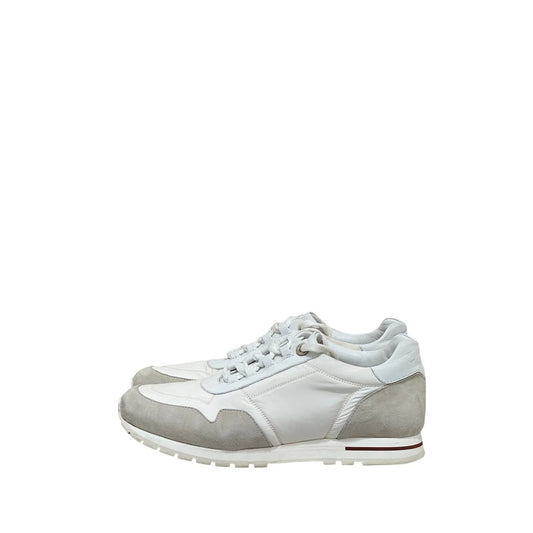 Loro Piana White & Grey Suede Leather Sneakers sz.37.5 Pre-owned