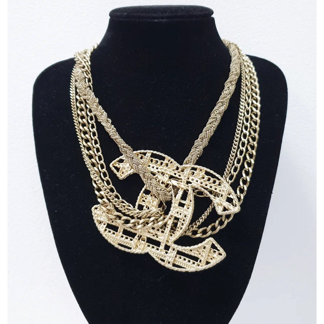 Chanel Goldtone Metal Chain CC Choker Necklace Pre-owned