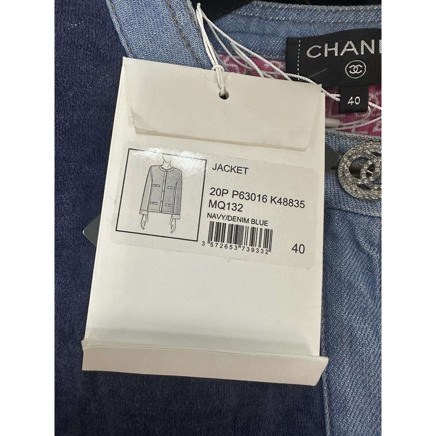 NWT CHANEL 20P Denim Jacket Sz.40 Pre-owned