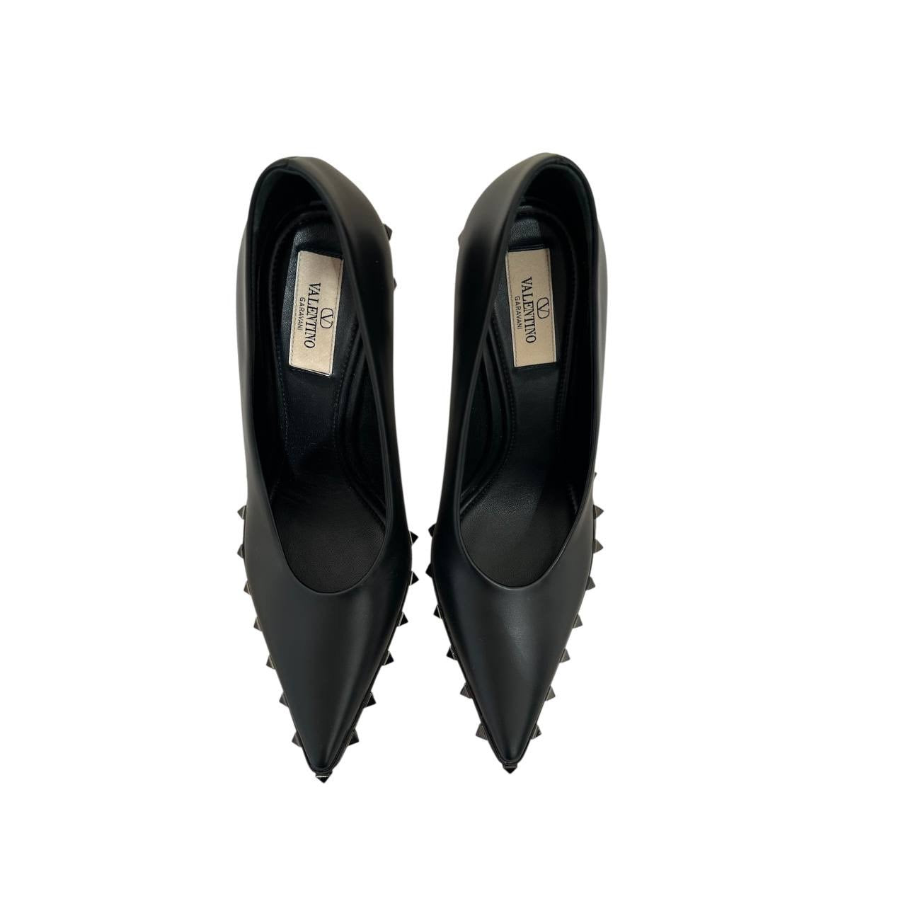 Valentino Garavani Rockstud 100 Leather Heels Pumps Black 38.5 pre-owned