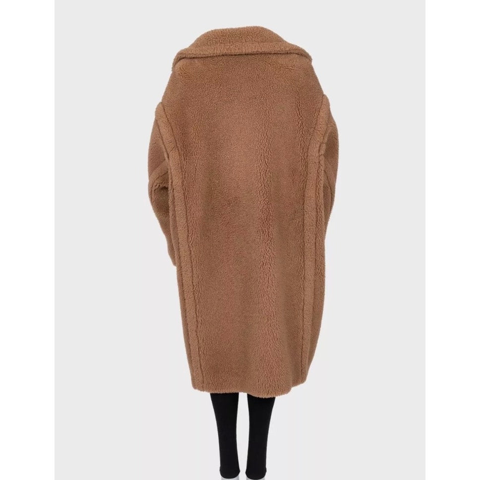 Max Mara Camel Wool & Silk Oversize Teddy Coat Sz.L Pre-owned
