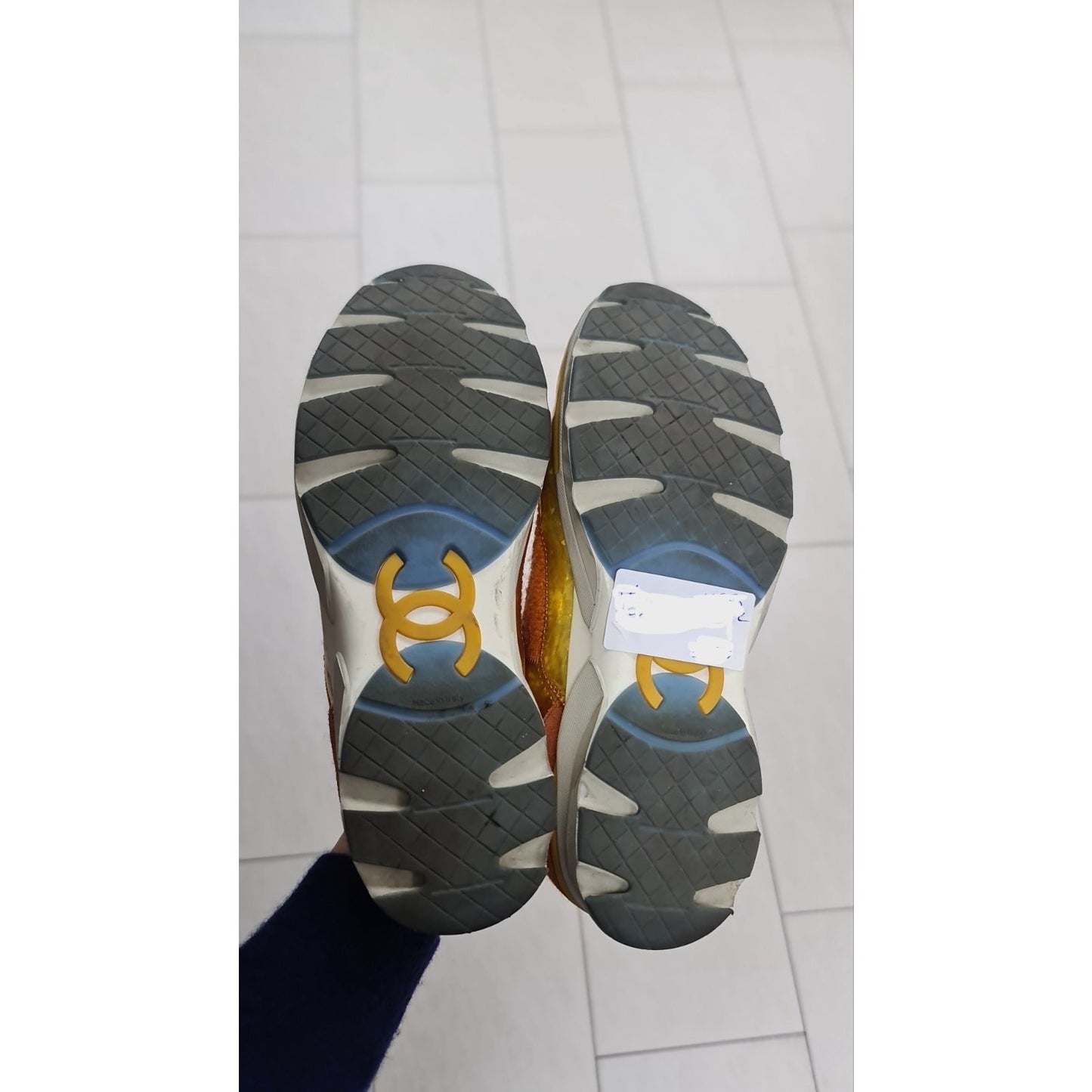 CHANEL orange & gold 14K SUPERMARKET TWEED Sneakers pre-owned