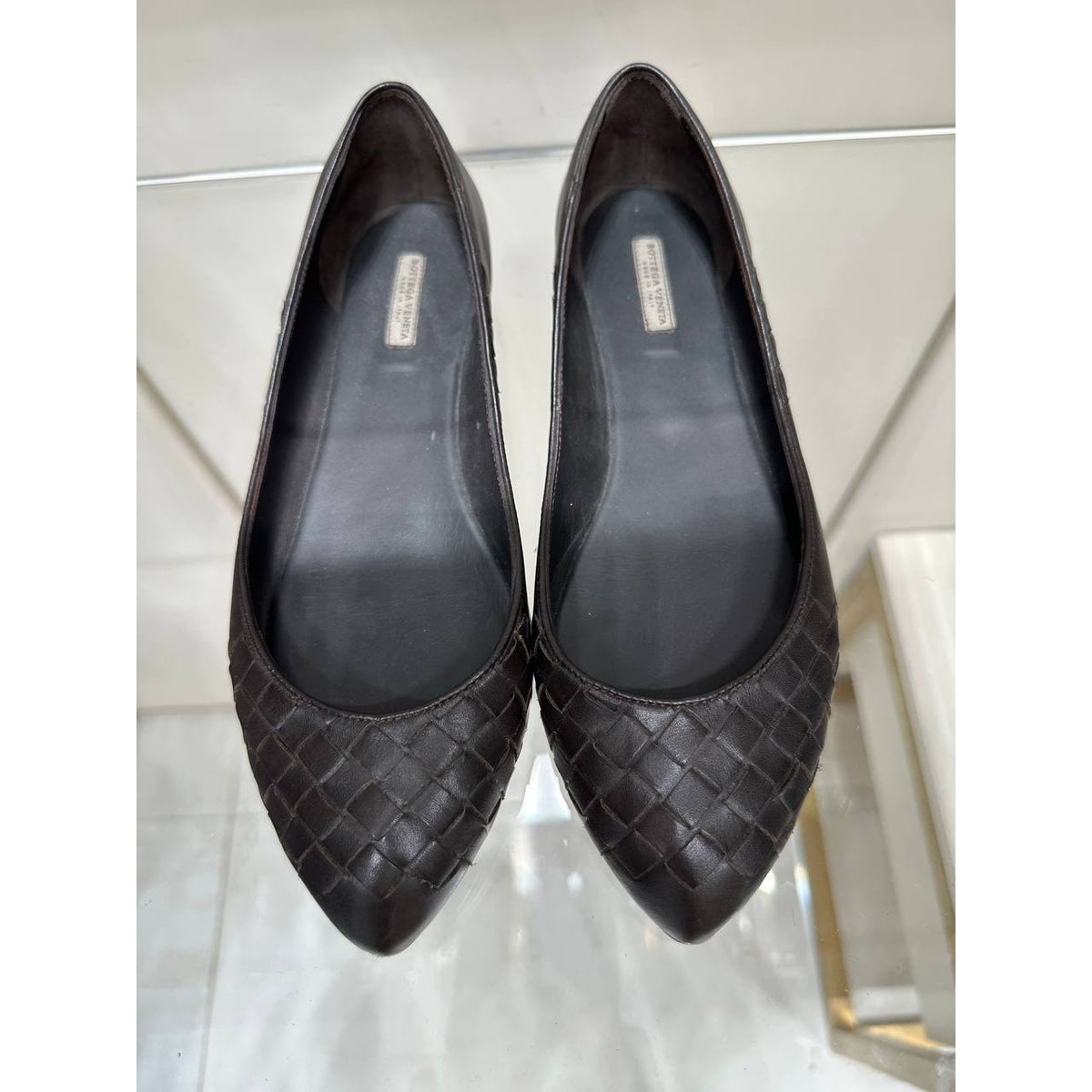 Bottega Veneta Dark Brown Leather Intrecciato Ballet Flats Sz.36 Pre-owned