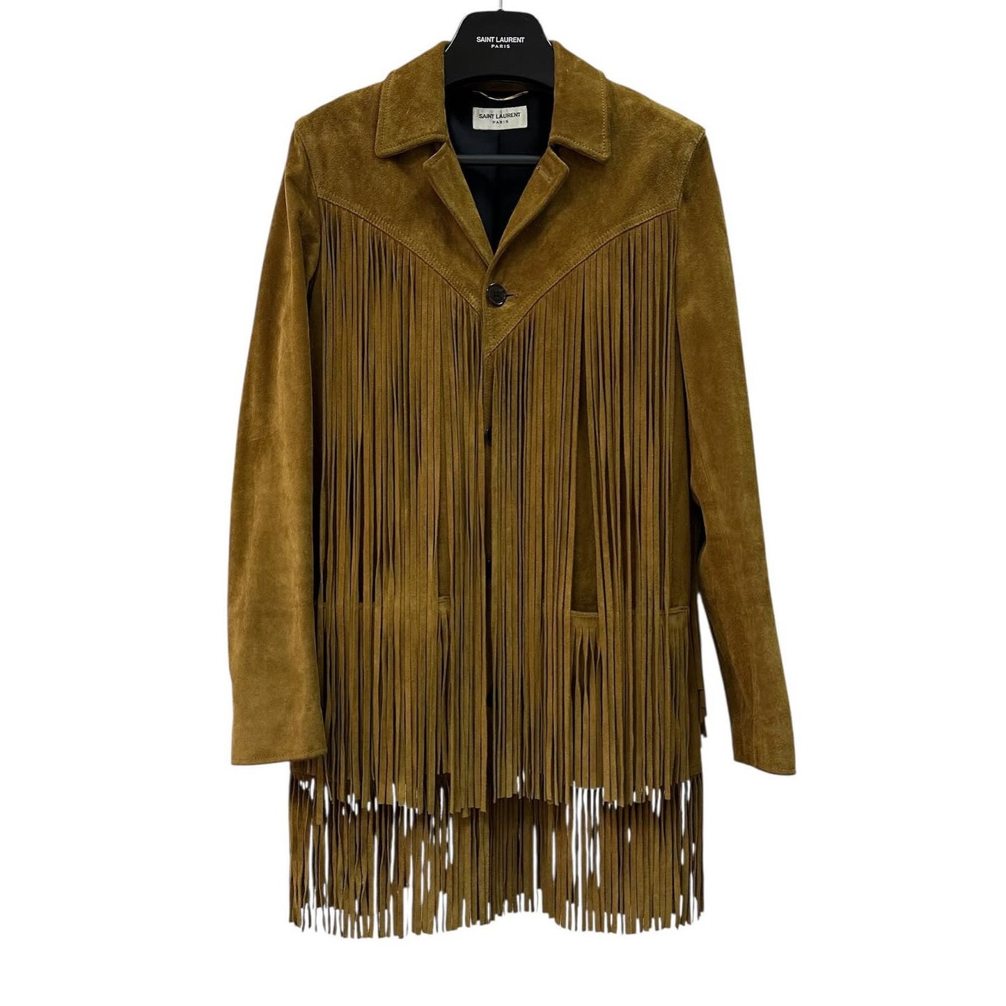 Saint Laurent Mustard Suede Fringe Jacket Sz.40 Pre-owned