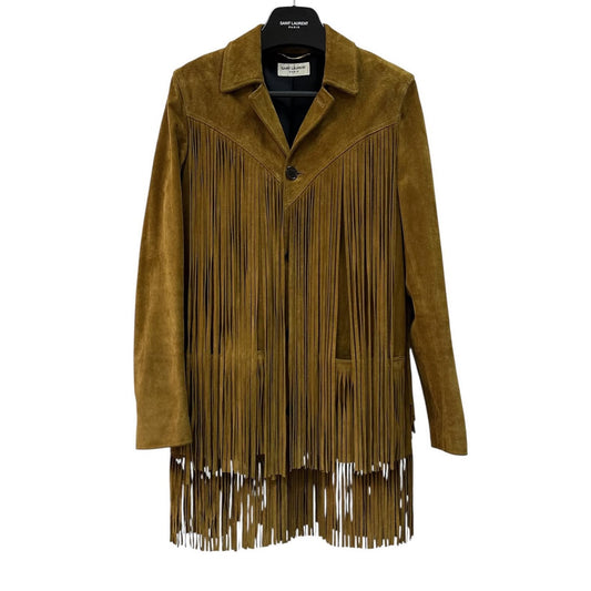 Saint Laurent Mustard Suede Fringe Jacket Sz.40 Pre-owned
