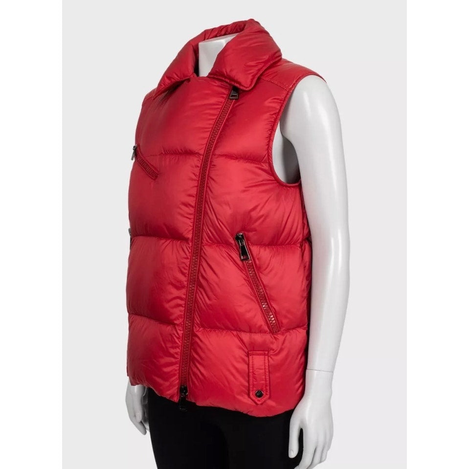 Moncler Red Quilted Down Puffer Vest Gilet - Size M Pre-owned