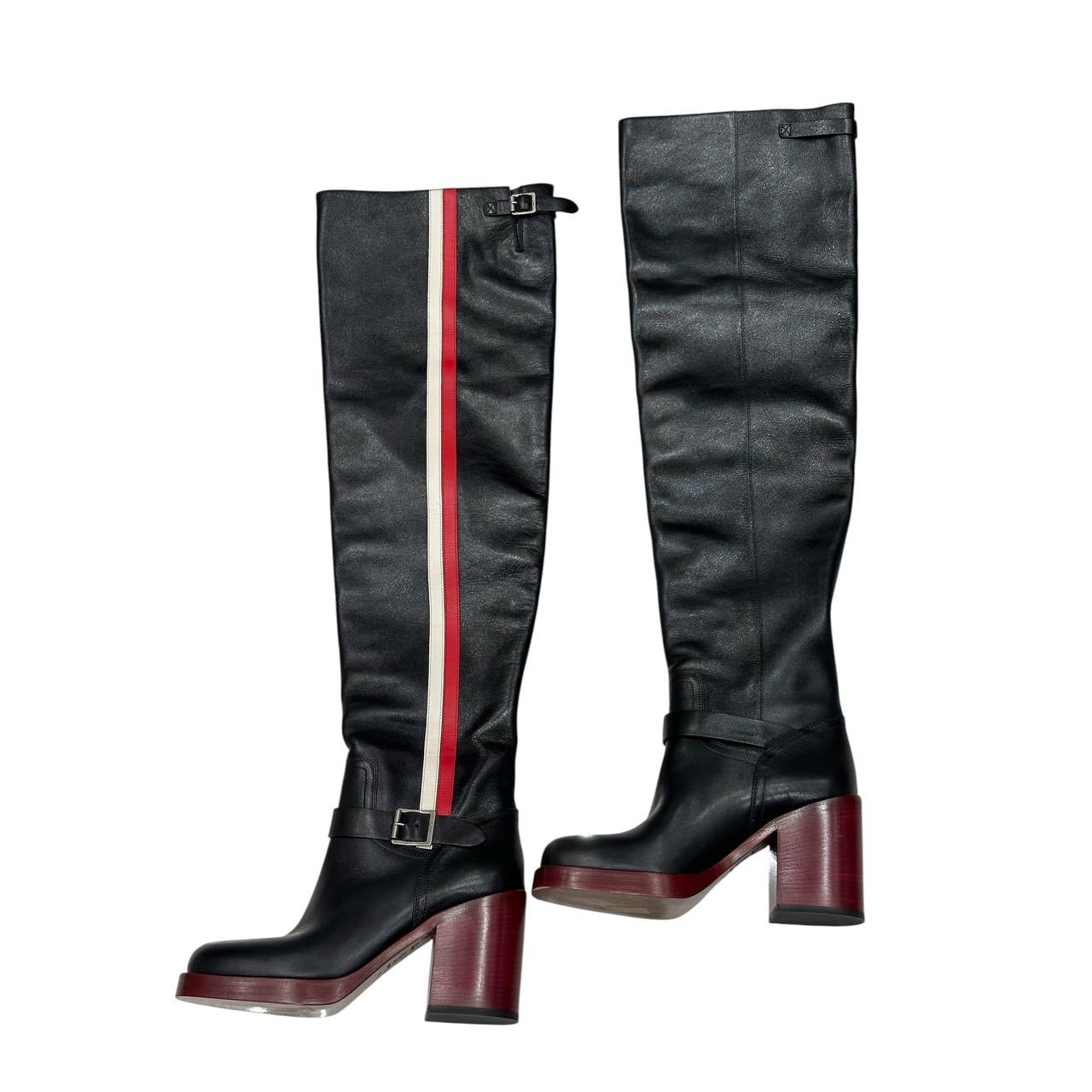 Stunning Diorider Black Leather Knee-High Boots EU 38 Pre-owned