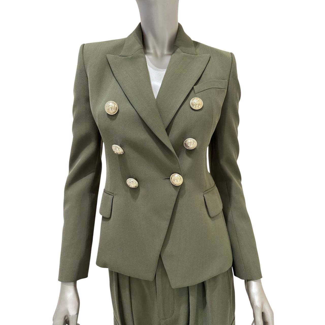 Balmain Green Twill Suit - EU 36 (S) Pre-owned