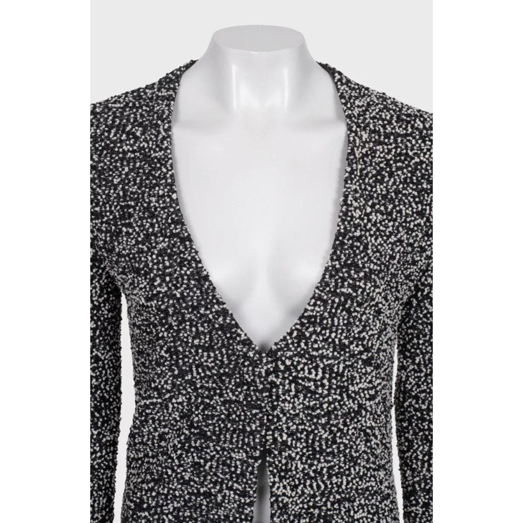 Elegant Christian Dior Black & White Button Cardigan Sz.38 Pre=owned