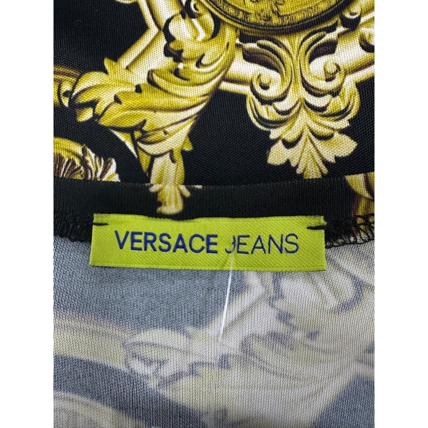 Versace Jeans Black & Gold Baroque Print Dress - Size S-M Pre-owned