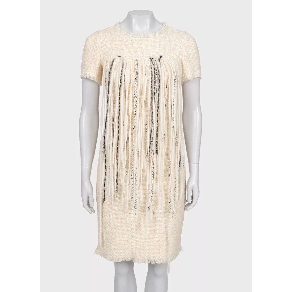 Chanel 2010 White Wool Dress Sz.38 Pre-owned