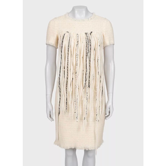 Chanel 2010 White Wool Dress Sz.38 Pre-owned