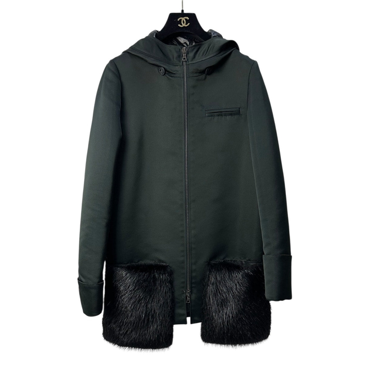 Vera Wang Pre-Fall 2014 Polyester Fur Pockets Coat Sz.40 Pre-owned