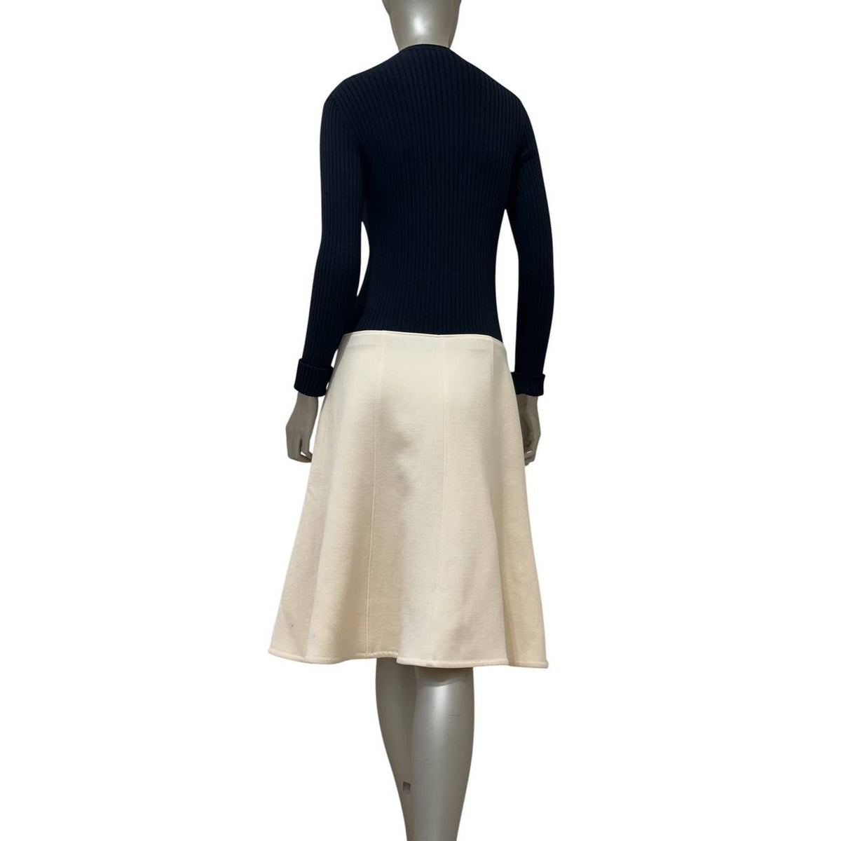 Louis Vuitton Navy & Cream Ribbed Knit Dress, FR 42 Pre-owned