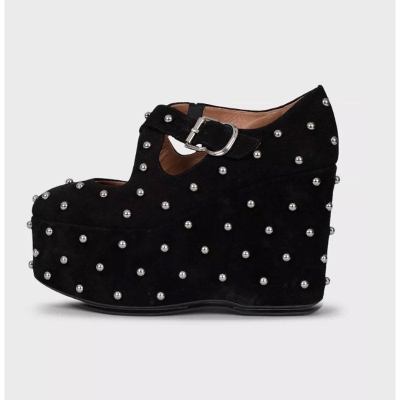 NWOB Alaïa Black Suede Wedge Pumps - Size EU 38 Pre-owned