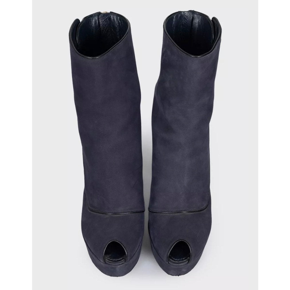 Louis Vuitton Grey Suede Open-Toe Booties EU 38 pre-owned